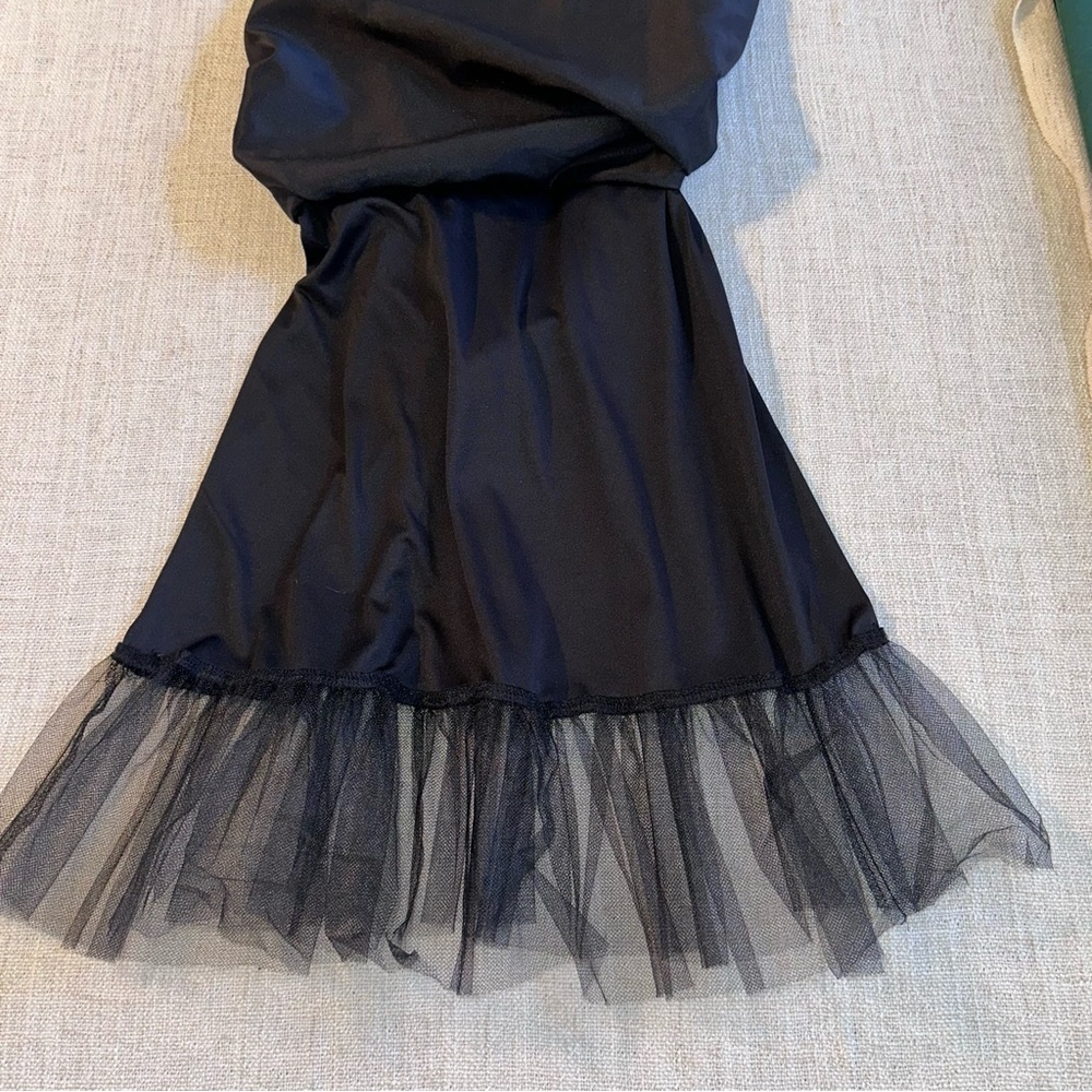 BYER TOO! Vintage Velvet-Floral Spaghetti Strap Tulle Lined Black Dress Junior 5 - Picture 7 of 16